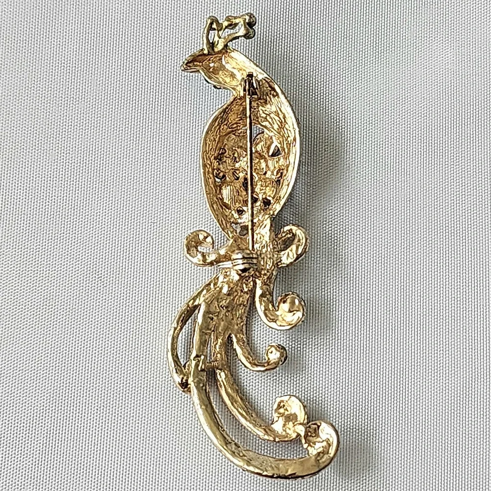 Peacock Blue Bird Brooch Pin‎ Colorful Rhinestone Costume Jewelry Collectible